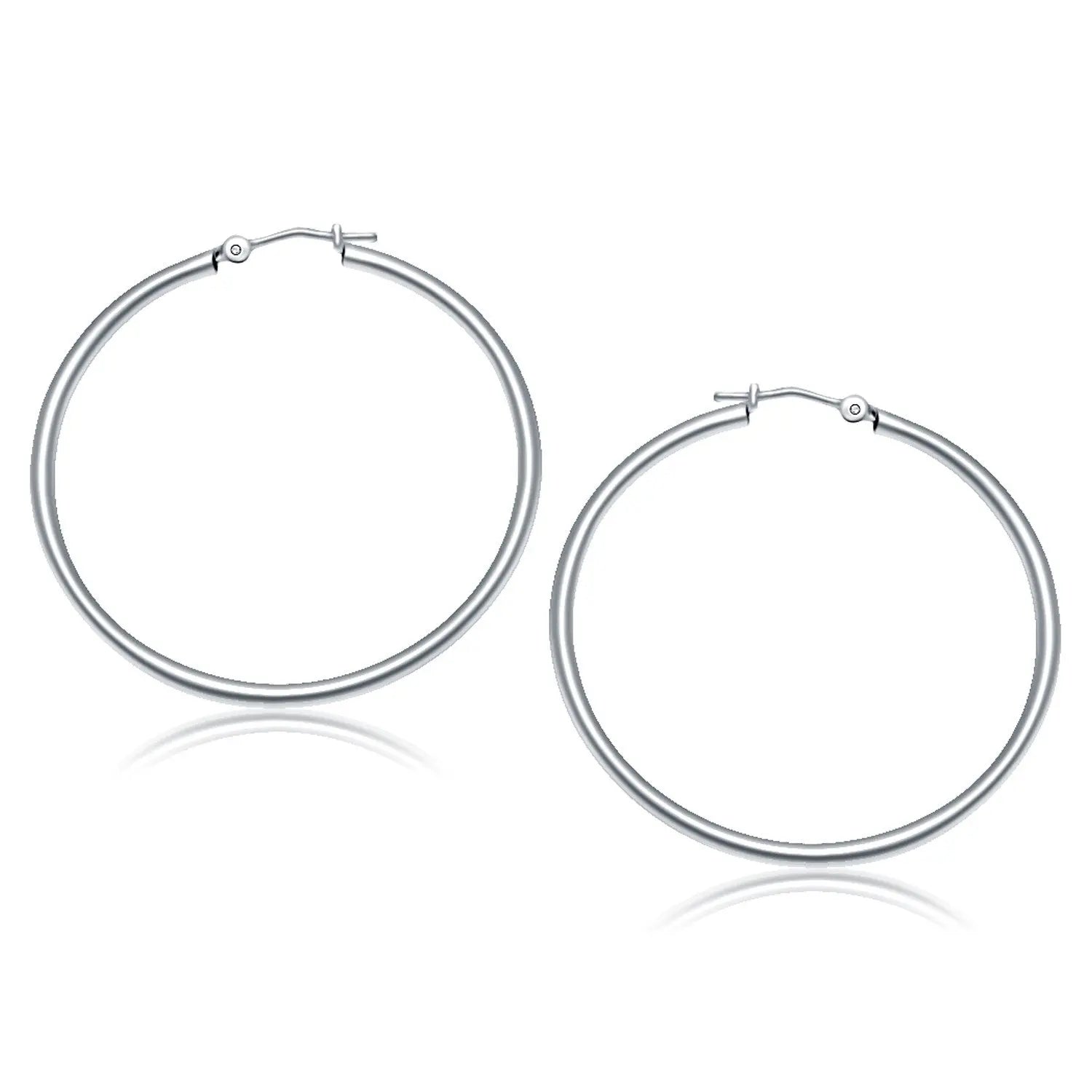 10k White Gold Polished Hoop Earrings (2x40 mm) RCJ Earrings  CELESTIA LUXE JEWELLERS