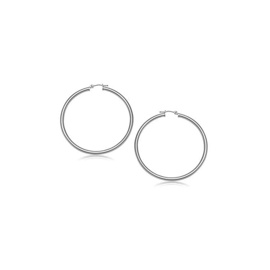 10k White Gold Polished Hoop Earrings (3x15mm) RCJ Earrings  CELESTIA LUXE JEWELLERS