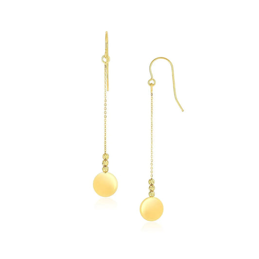 10k Yellow Gold Bead and Shiny Disc Drop Earrings RCJ Earrings  CELESTIA LUXE JEWELLERS