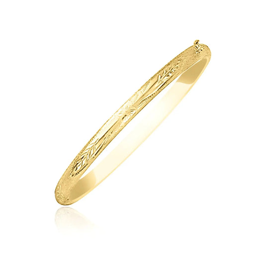 10k Yellow Gold Botanical Pattern Florentine Bangle (5.00 mm) RCJ Bangles  CELESTIA LUXE JEWELLERS