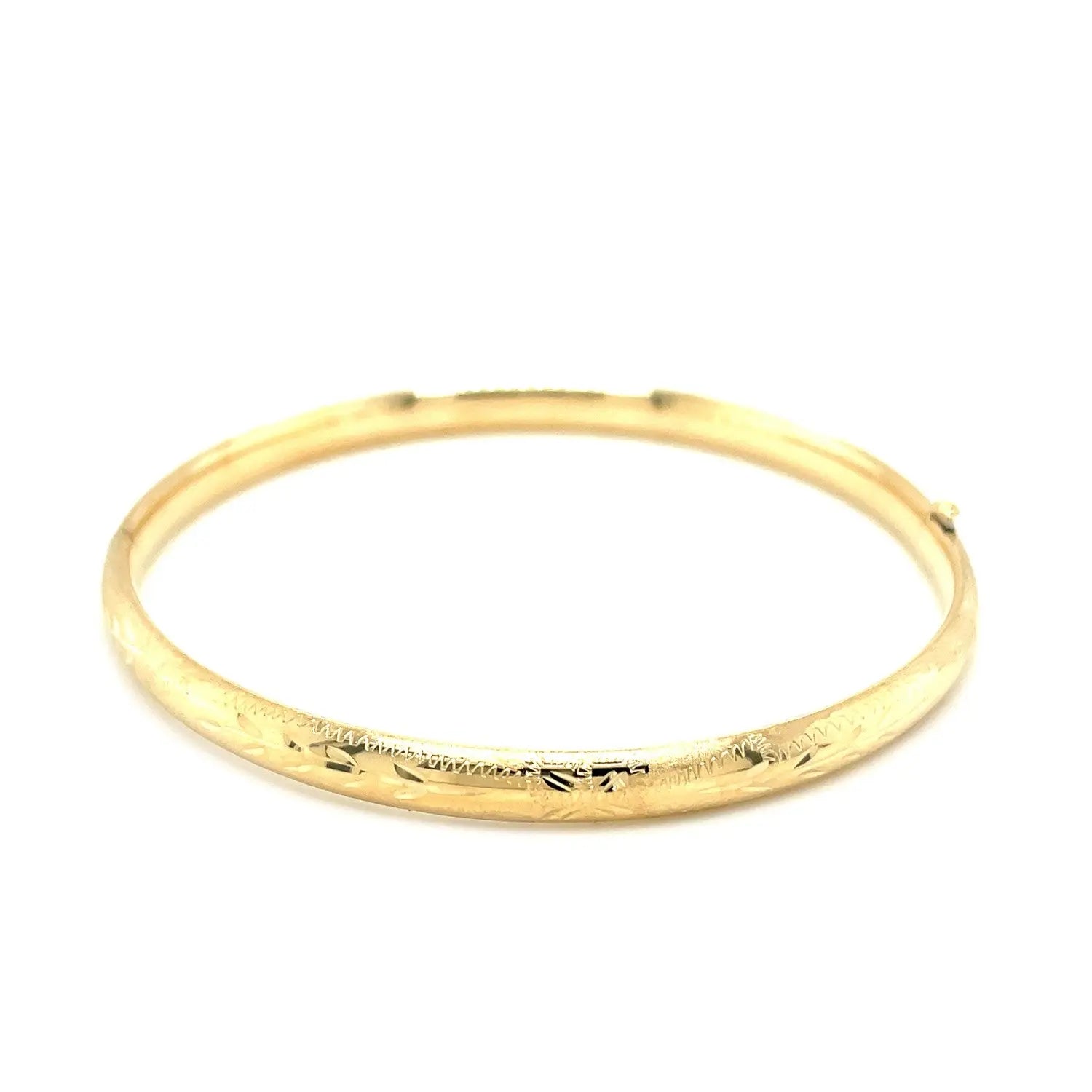 10k Yellow Gold Botanical Pattern Florentine Bangle (5.00 mm) RCJ Bangles  CELESTIA LUXE JEWELLERS