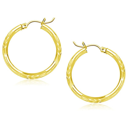 10k Yellow Gold Diamond Cut Hoop Earrings (3x25mm) RCJ Earrings  CELESTIA LUXE JEWELLERS