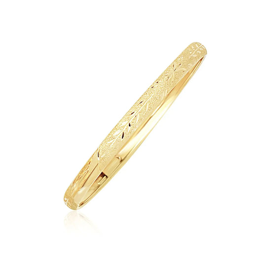10k Yellow Gold Dome Childrens Diamond Cut Florentine Bangle (4.00 mm) RCJ Bangles  CELESTIA LUXE JEWELLERS