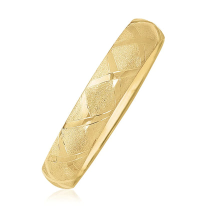 10k Yellow Gold Dual-Textured Diamond Pattern Bangle (12.00 mm) RCJ Bangles  CELESTIA LUXE JEWELLERS