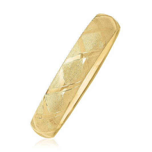 10k Yellow Gold Dual-Textured Diamond Pattern Bangle (12.00 mm) RCJ Bangles  CELESTIA LUXE JEWELLERS