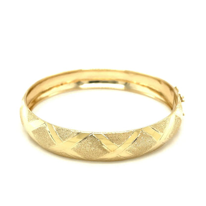 10k Yellow Gold Dual-Textured Diamond Pattern Bangle (12.00 mm) RCJ Bangles  CELESTIA LUXE JEWELLERS