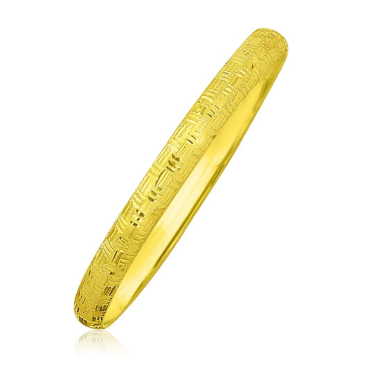 10k Yellow Gold Greek Pattern Textured Bangle (6.00 mm) RCJ Bangles  CELESTIA LUXE JEWELLERS