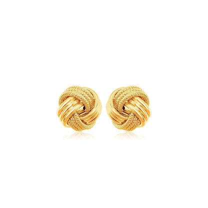 10k Yellow Gold Love Knot with Ridge Texture Earrings RCJ Earrings  CELESTIA LUXE JEWELLERS