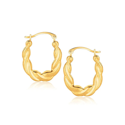 10k Yellow Gold Oval Twist Hoop Earrings RCJ Earrings  CELESTIA LUXE JEWELLERS