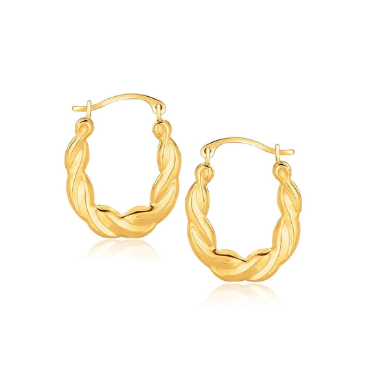 10k Yellow Gold Oval Twist Hoop Earrings RCJ Earrings  CELESTIA LUXE JEWELLERS