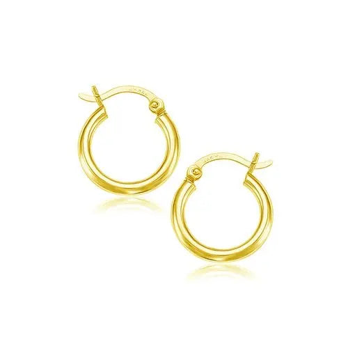 10k Yellow Gold Polished Hoop Earrings (2x15 mm) RCJ Earrings  CELESTIA LUXE JEWELLERS