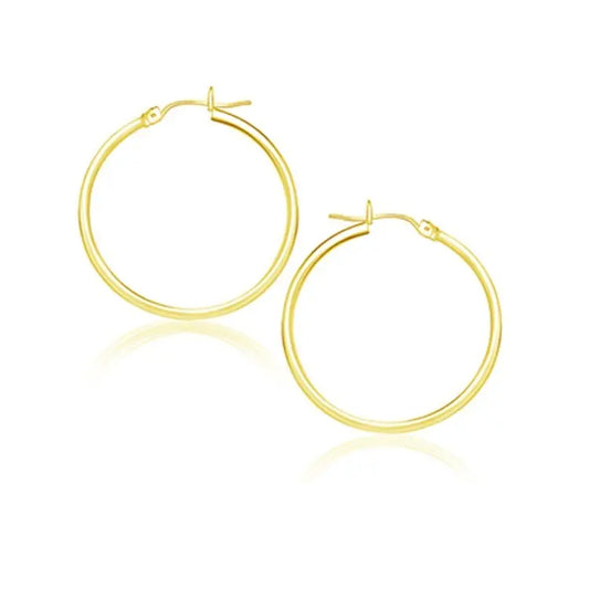 10k Yellow Gold Polished Hoop Earrings (2x25mm) RCJ Earrings  CELESTIA LUXE JEWELLERS