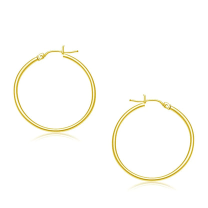 10k Yellow Gold Polished Hoop Earrings (2x30mm) RCJ Earrings  CELESTIA LUXE JEWELLERS