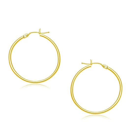 10k Yellow Gold Polished Hoop Earrings (2x30mm) RCJ Earrings  CELESTIA LUXE JEWELLERS