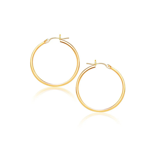 10k Yellow Gold Polished Hoop Earrings (2x40 mm) RCJ Earrings  CELESTIA LUXE JEWELLERS