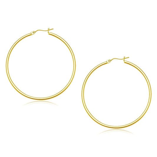10k Yellow Gold Polished Hoop Earrings (2x45mm) RCJ Earrings  CELESTIA LUXE JEWELLERS