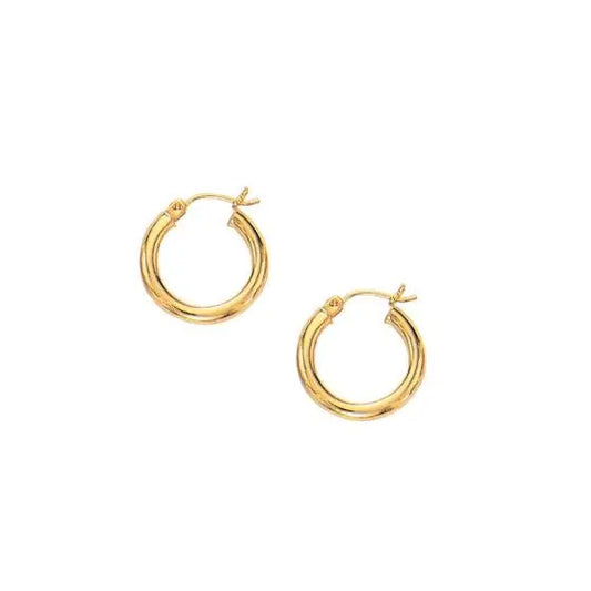 10k Yellow Gold Polished Hoop Earrings (3x15mm) RCJ Earrings  CELESTIA LUXE JEWELLERS