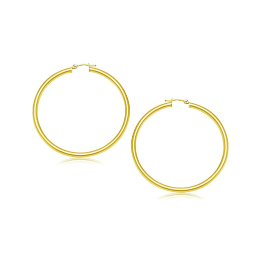 10k Yellow Gold Polished Hoop Earrings (3x25 mm) RCJ Earrings  CELESTIA LUXE JEWELLERS
