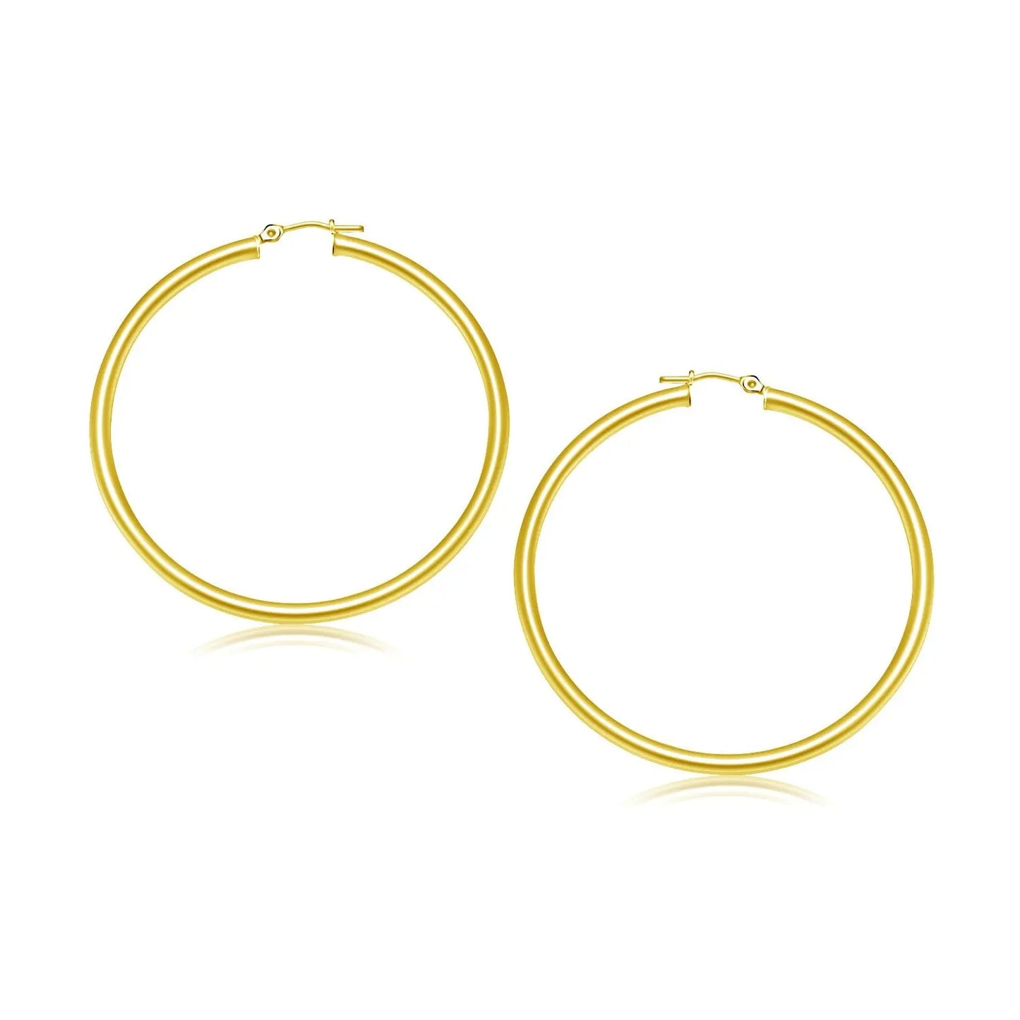 10k Yellow Gold Polished Hoop Earrings (3x30mm) RCJ Earrings  CELESTIA LUXE JEWELLERS