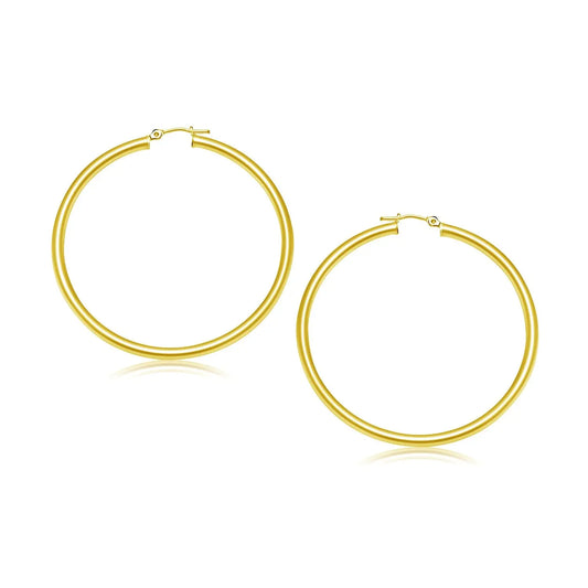 10k Yellow Gold Polished Hoop Earrings (3x30mm) RCJ Earrings  CELESTIA LUXE JEWELLERS