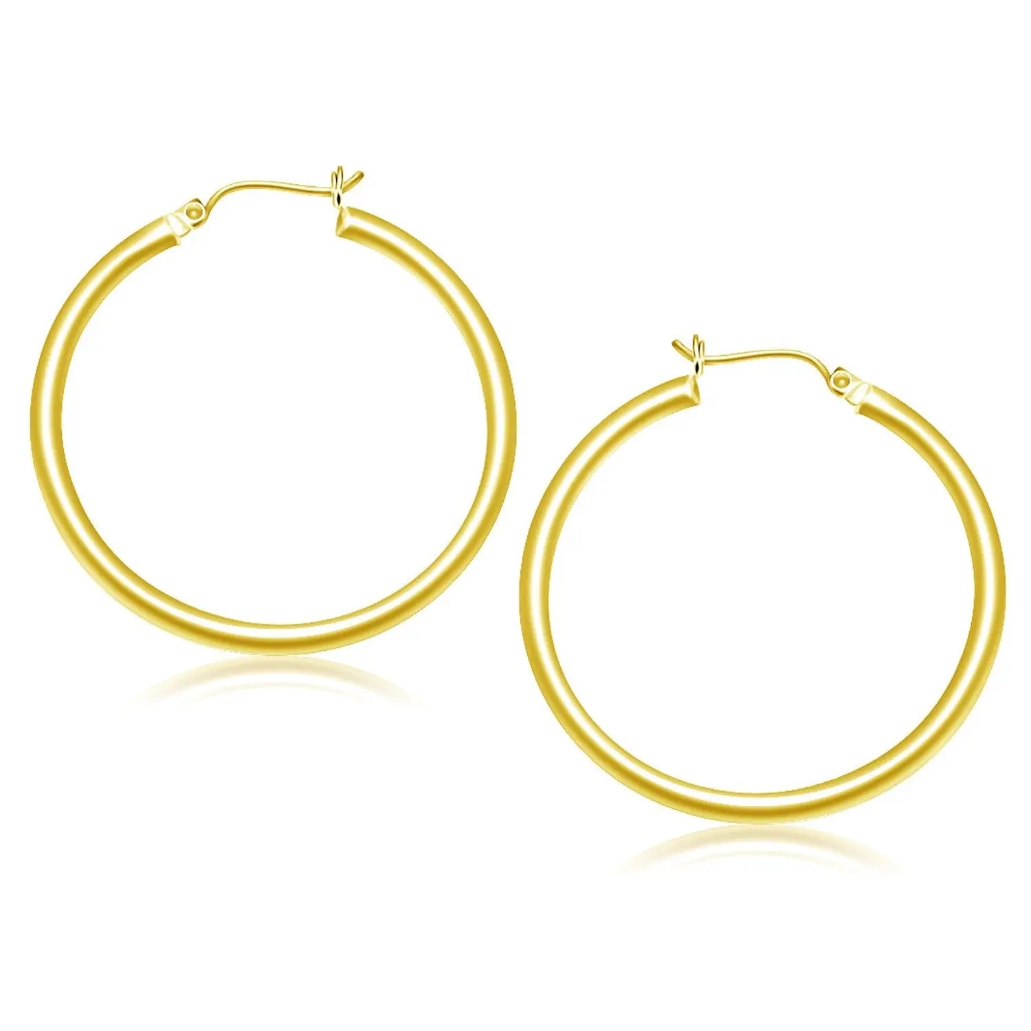 10k Yellow Gold Polished Hoop Earrings (3x40mm) RCJ Earrings  CELESTIA LUXE JEWELLERS