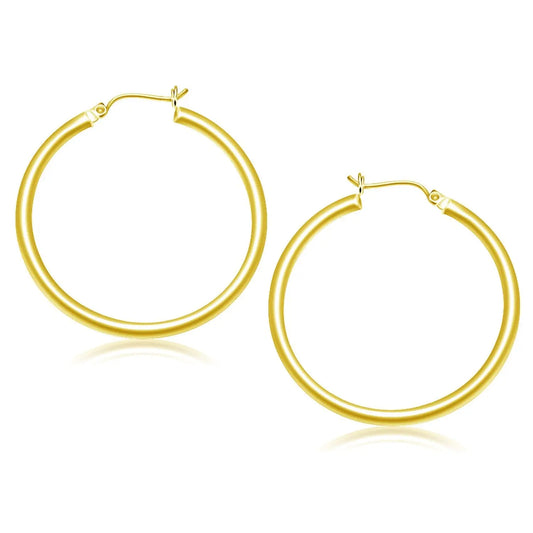 10k Yellow Gold Polished Hoop Earrings (3x40mm) RCJ Earrings  CELESTIA LUXE JEWELLERS