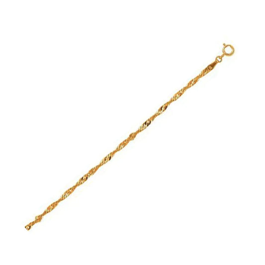 10k Yellow Gold Singapore Bracelet (2.20 mm) RCJ Bracelets  CELESTIA LUXE JEWELLERS