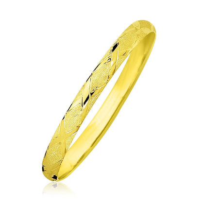 10k Yellow Gold Slender Diamond Pattern Textured Bangle (6.00 mm) RCJ Bangles  CELESTIA LUXE JEWELLERS