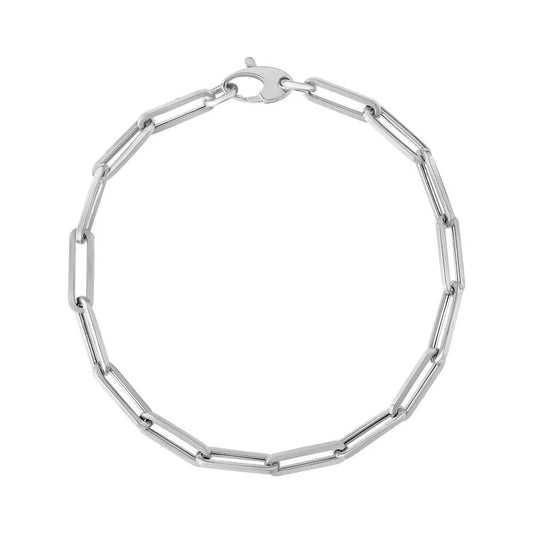 14K White Gold Bold Paperclip Chain Bracelet (4.20 mm) RCJ Bracelets  CELESTIA LUXE JEWELLERS
