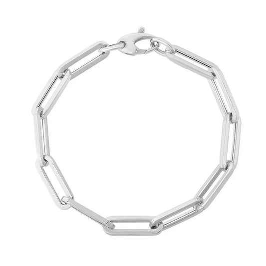 14K White Gold Extra Wide Paperclip Chain Bracelet (6.10 mm) RCJ Bracelets  CELESTIA LUXE JEWELLERS