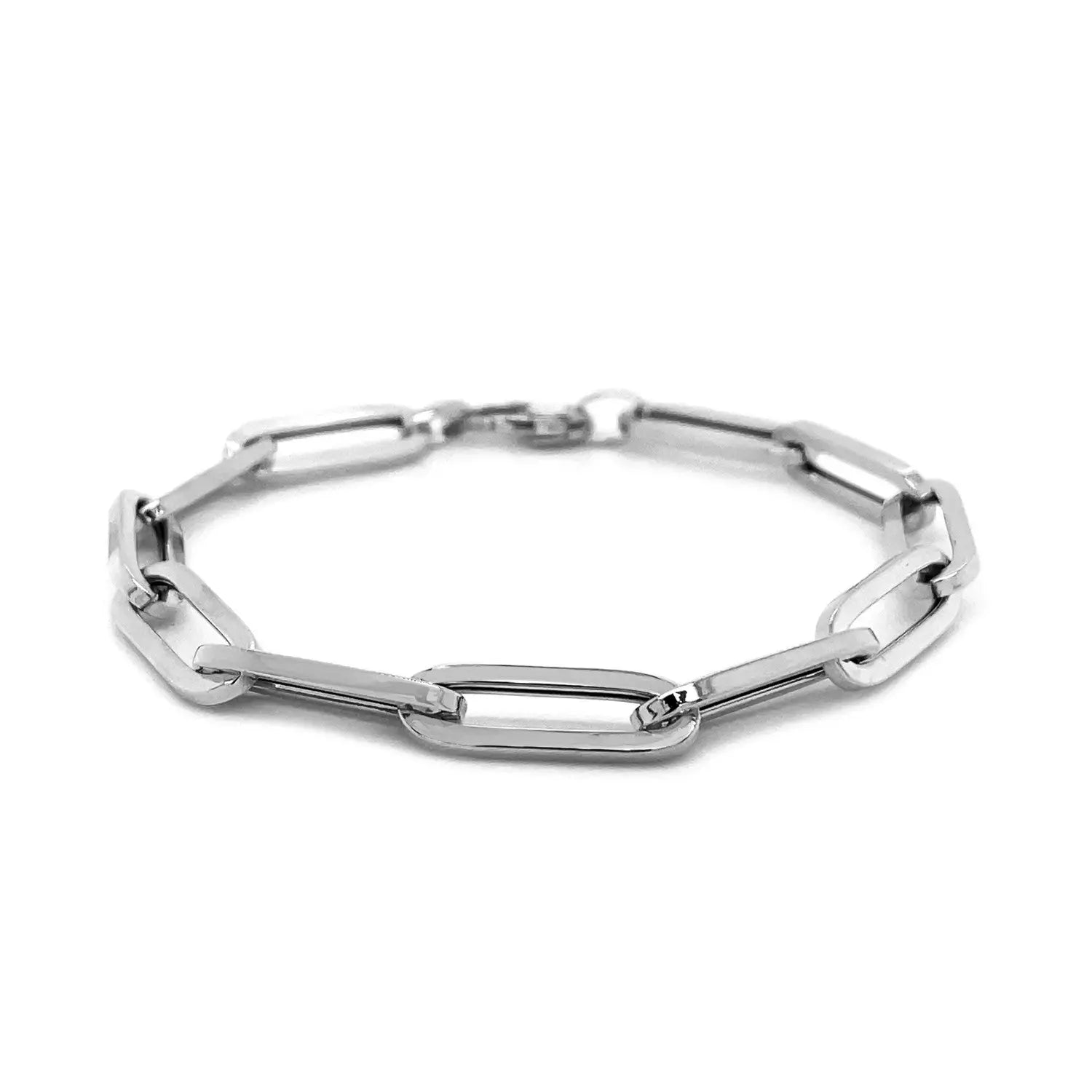 14K White Gold Extra Wide Paperclip Chain Bracelet (6.10 mm) RCJ Bracelets  CELESTIA LUXE JEWELLERS