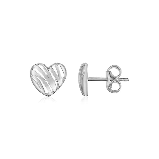 14K White Gold High Polish Scribble Heart Stud Earrings RCJ Earrings  CELESTIA LUXE JEWELLERS