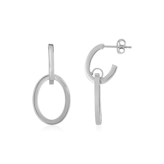 14K White Gold Interlocking Drop Hoop Earrings RCJ Earrings  CELESTIA LUXE JEWELLERS