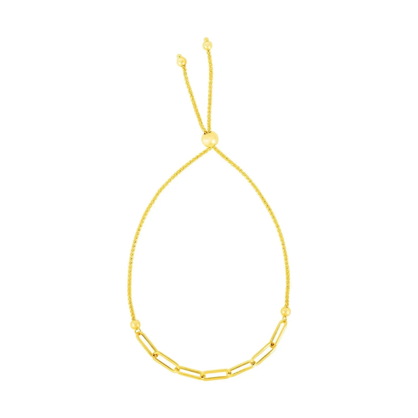 14K Yellow Gold Adjustable Bracelet with Paperclip Chain (1.00 mm) RCJ Bracelets  CELESTIA LUXE JEWELLERS