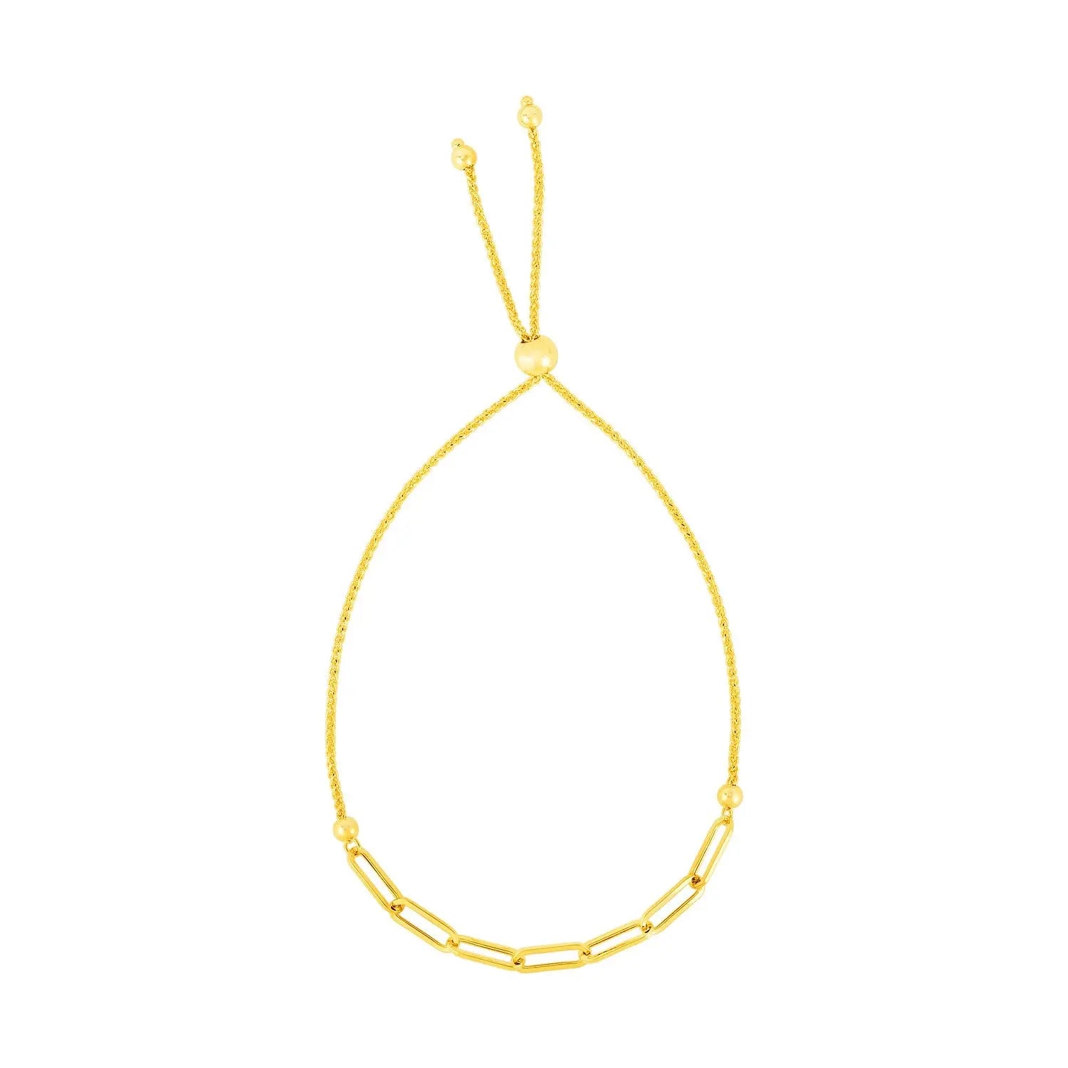 14K Yellow Gold Adjustable Bracelet with Paperclip Chain (1.00 mm) RCJ Bracelets  CELESTIA LUXE JEWELLERS
