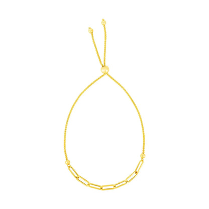 14K Yellow Gold Adjustable Bracelet with Paperclip Chain (1.00 mm) RCJ Bracelets  CELESTIA LUXE JEWELLERS
