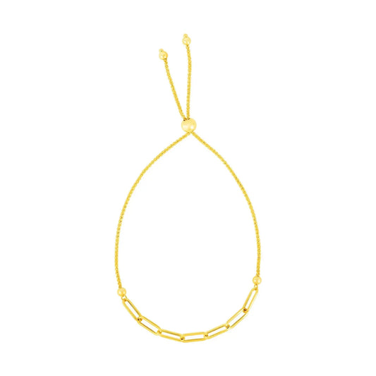 14K Yellow Gold Adjustable Bracelet with Paperclip Chain (1.00 mm) RCJ Bracelets  CELESTIA LUXE JEWELLERS