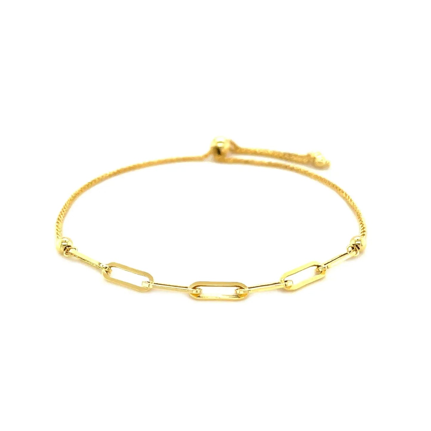 14K Yellow Gold Adjustable Bracelet with Paperclip Chain (1.00 mm) RCJ Bracelets  CELESTIA LUXE JEWELLERS