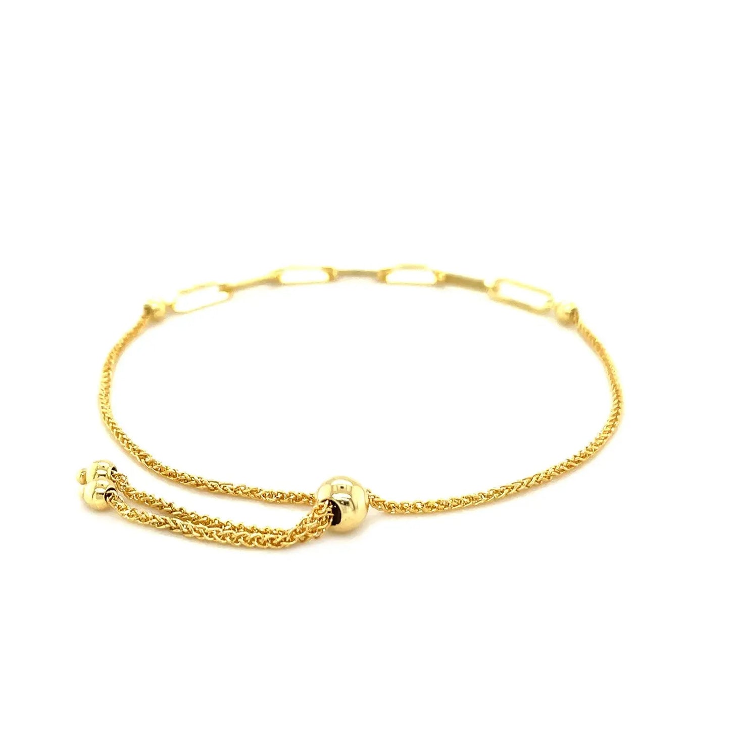 14K Yellow Gold Adjustable Bracelet with Paperclip Chain (1.00 mm) RCJ Bracelets  CELESTIA LUXE JEWELLERS