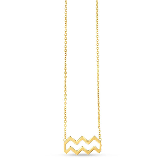 14K Yellow Gold Aquarius Necklace RCJ Necklaces  CELESTIA LUXE JEWELLERS
