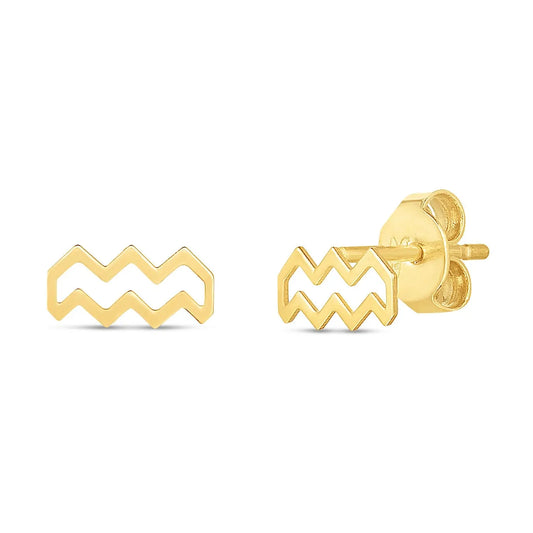 14K Yellow Gold Aquarius Stud Earrings RCJ Earrings  CELESTIA LUXE JEWELLERS