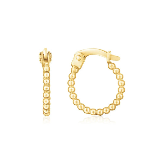 14K Yellow Gold Bead Hinged Hoop Earrings RCJ Earrings  CELESTIA LUXE JEWELLERS