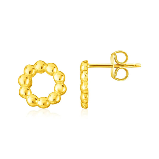 14K Yellow Gold Beaded Circle Earrings(6.8mm) RCJ Earrings  CELESTIA LUXE JEWELLERS