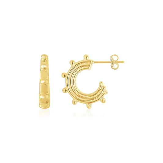 14K Yellow Gold Beaded Station Half Hoops RCJ Earrings  CELESTIA LUXE JEWELLERS