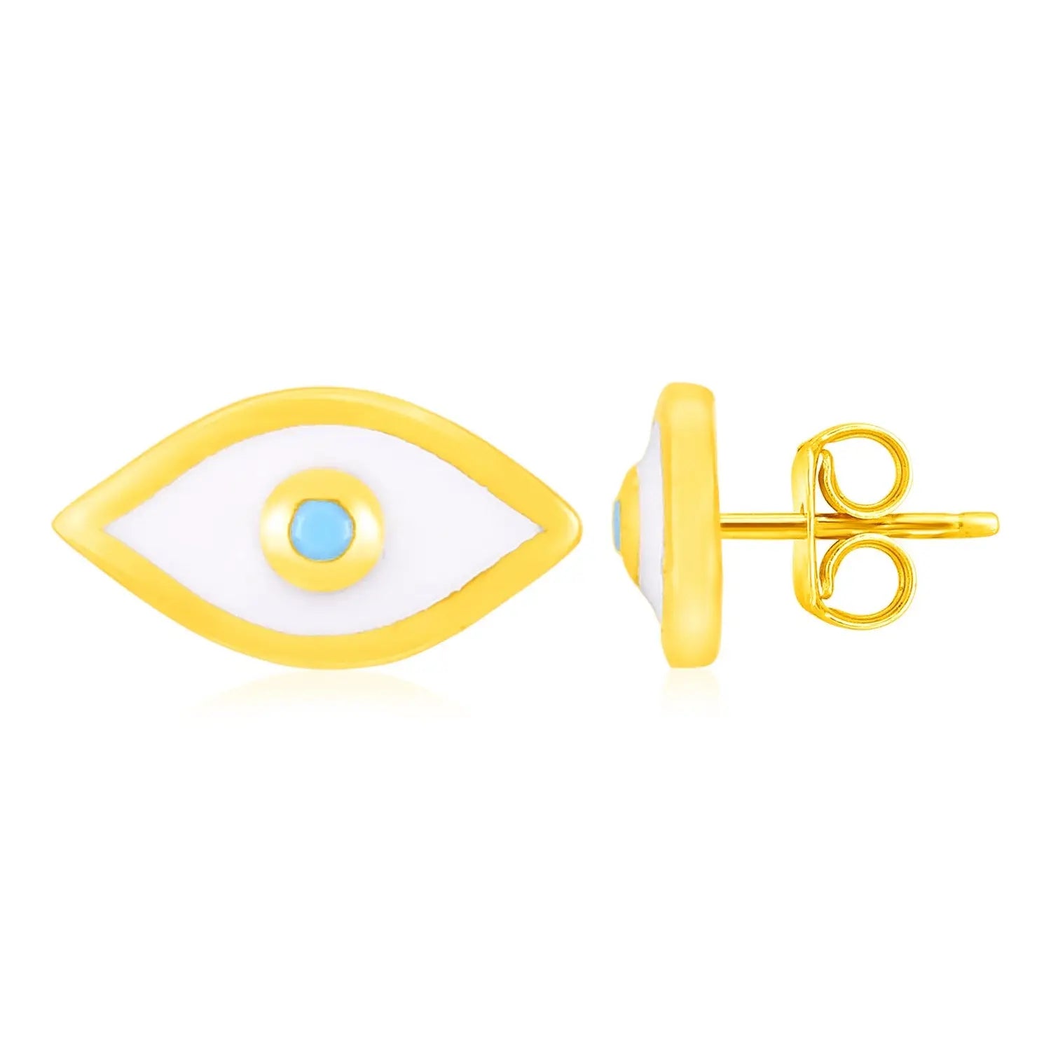 14K Yellow Gold Evil Eye Earrings with Enamel RCJ Earrings  CELESTIA LUXE JEWELLERS