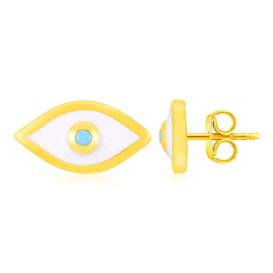 14K Yellow Gold Evil Eye Earrings with Enamel RCJ Earrings  CELESTIA LUXE JEWELLERS