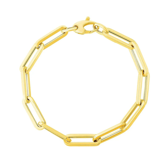 14K Yellow Gold Extra Wide Paperclip Chain Bracelet (6.10 mm) RCJ Bracelets  CELESTIA LUXE JEWELLERS
