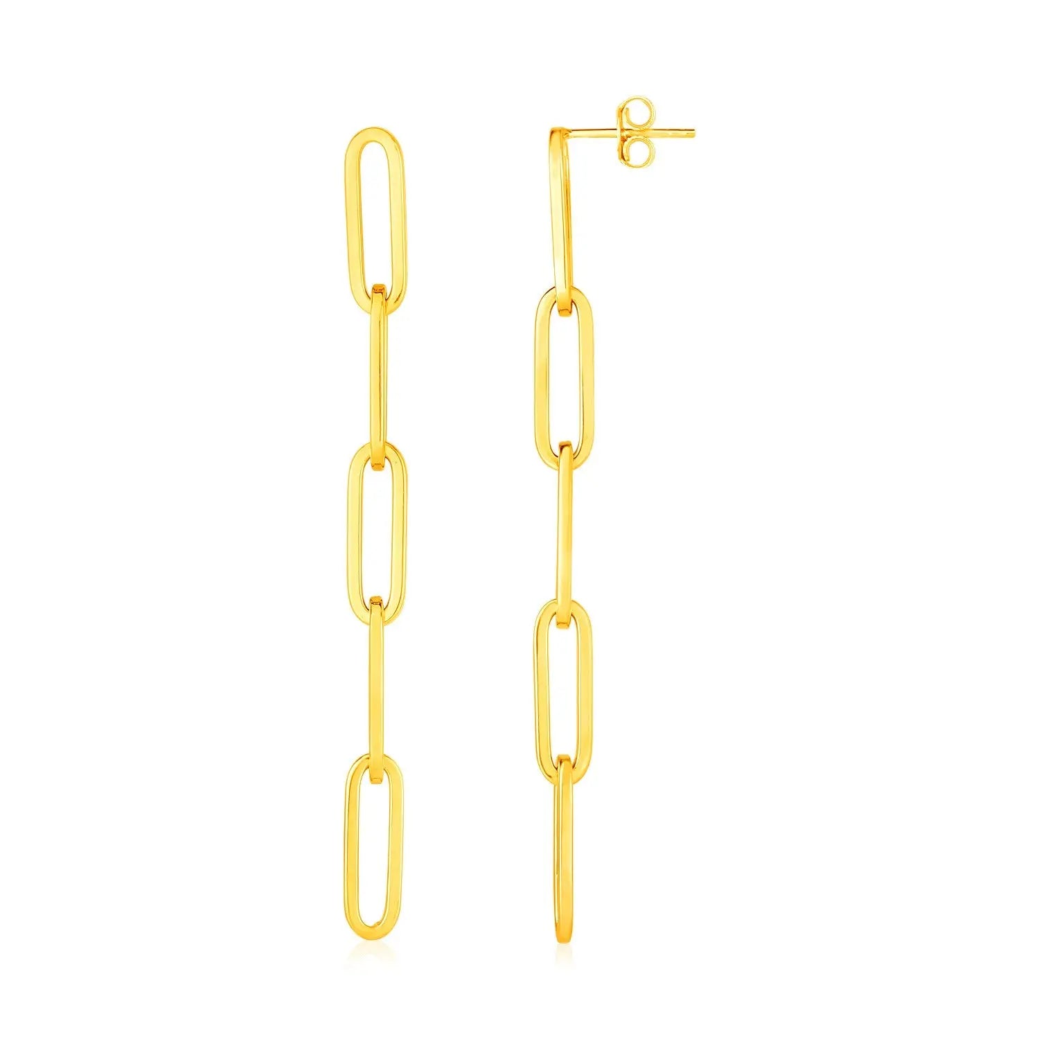 14K Yellow Gold Five Link Paperclip Chain Earrings RCJ Earrings  CELESTIA LUXE JEWELLERS