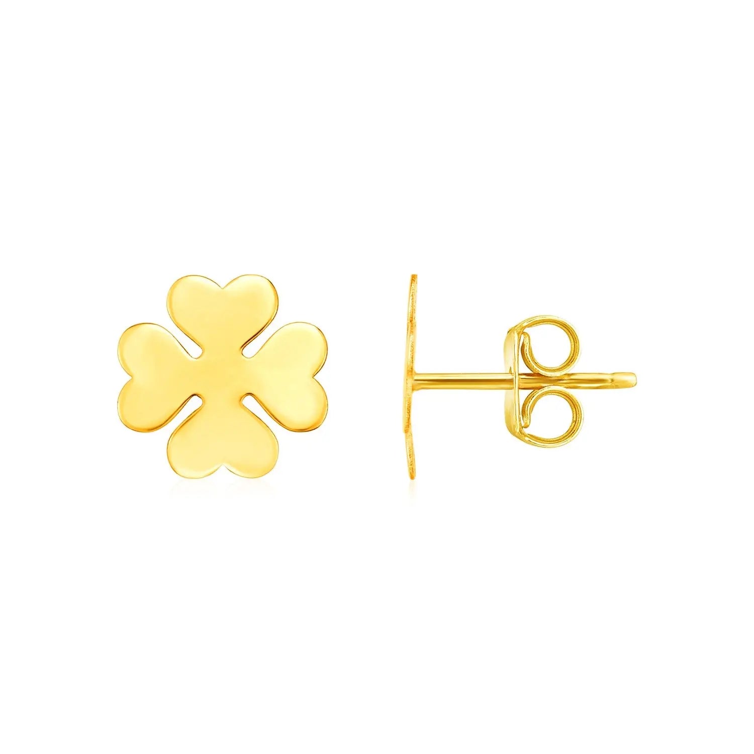 14K Yellow Gold Four Leaf Clover Earrings(10mm) RCJ Earrings  CELESTIA LUXE JEWELLERS