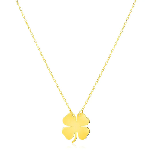 14K Yellow Gold Four Leaf Clover Necklace RCJ Necklaces  CELESTIA LUXE JEWELLERS